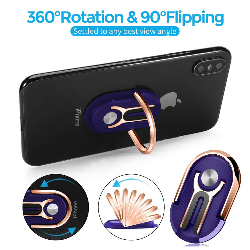 [Australia - AusPower] - Cell Phone Ring Holder Stand, 3 in 1 MR. YLLS Universal Air Vent Car Phone Mount and Finger Grip Ring Kickstand, 360°Rotation & 90°Flip (Blue & Gold) Blue & Gold 