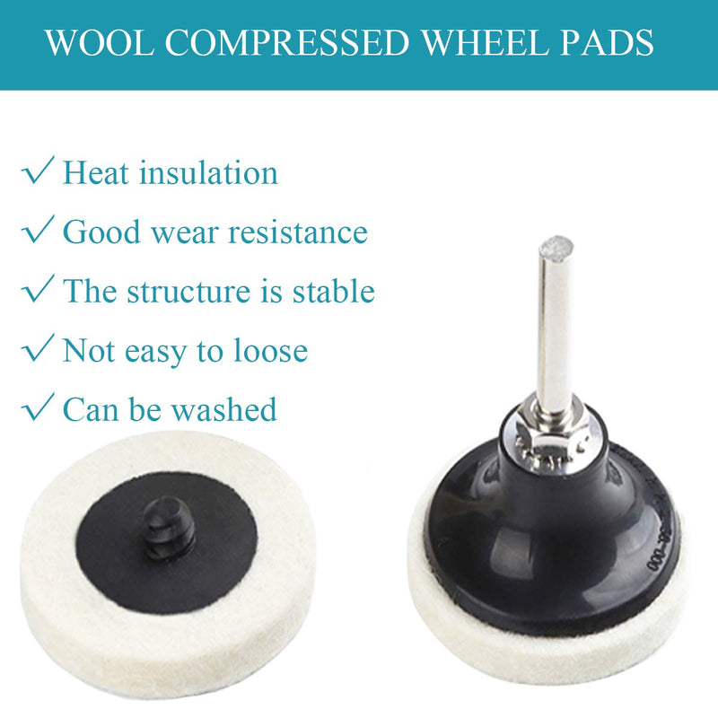 [Australia - AusPower] - 2 Inch Compressed Wool Fabric QC Disc Polishing Buffing Pads Wheels Disc Pad Holder with 1/4" Shank Perfect for Cleaning Polishing Sanding Projects 16 