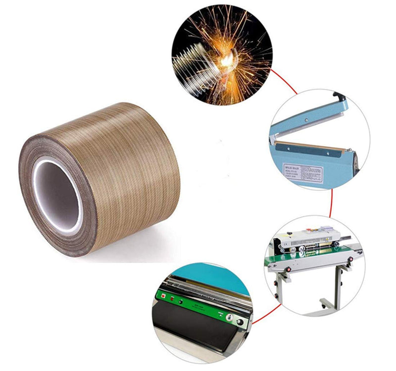 [Australia - AusPower] - PTFE Coated Fiberglass Telfon Tape,high Temperature Tape,Drying Mechanical Conveyor Belt, Welding Sealing Tape,Teflon Tape for Vacuum Sealer Machine(Brown, 50mm x 11yards(33feet) x 0.18mm) 2inch x 33 feet,Brown 