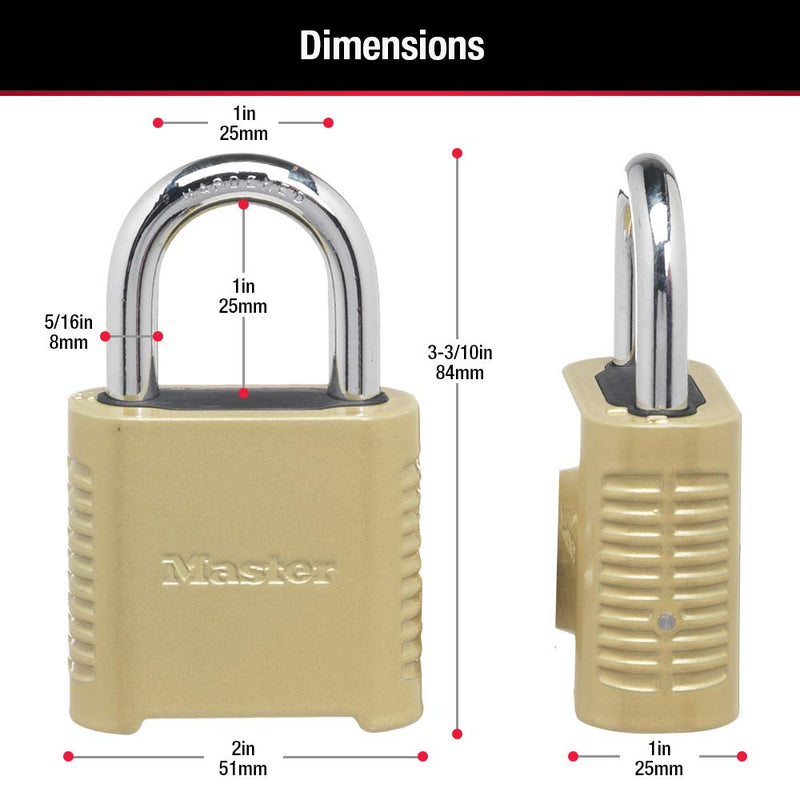 [Australia - AusPower] - Master Lock 875D Heavy Duty Outdoor Combination Lock, 2 in. Wide, Brass Finish 