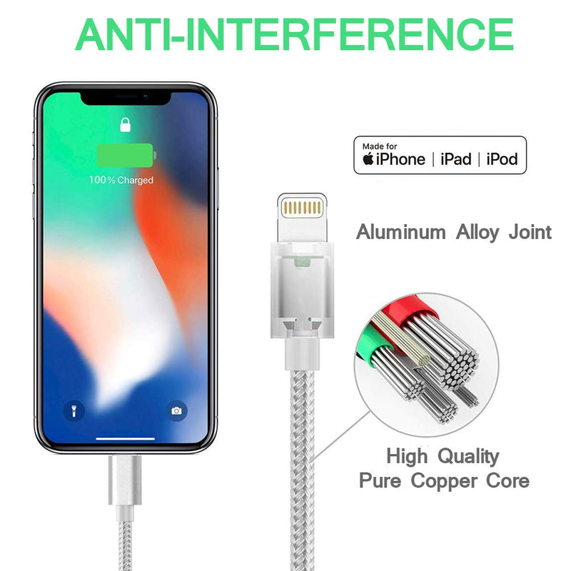 [Australia - AusPower] - iPhone Cable Nylon Braided Lightning Cable Durable iPhone Charger Cable Fast USB iPhone Charging Cord 5Pack 3FT iPhone Date Line Compatible iPhone XS/Max/XR/X/8/8P/7P/6S/iPad/iPod/IOS (Silver) 