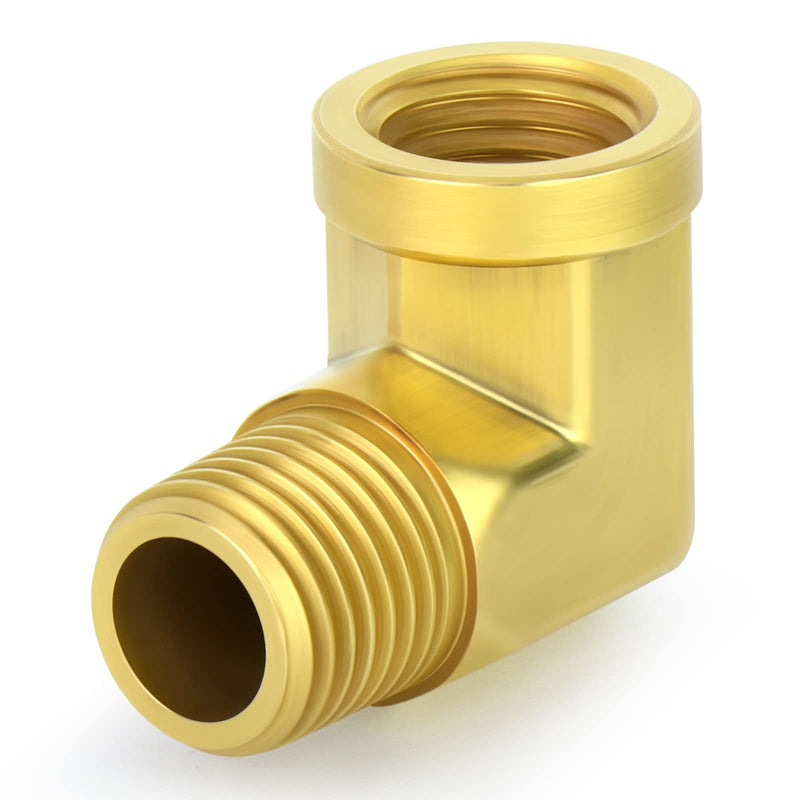 [Australia - AusPower] - GASHER 2pcs 90 Degree Barstock Street Elbow, 1/2 Inch NPT Male Pipe to 1/2 Inch NPT Female Brass Pipe Fitting 1/2" MNPT - 1/2" FNPT 2 