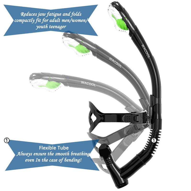 [Australia - AusPower] - WACOOL Training Headstrap Support Dry Top Snorkel Tube Comfortable Mouthpiece One-Way Purge Valve for Pool Open Water Scuba Lap Swimming Swimmer Diving Snorkeling 
