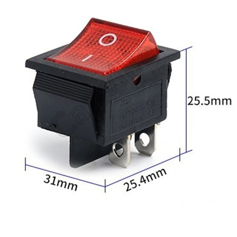[Australia - AusPower] - 3PCS KCD4 Rocker Switch 16A 250V 20A 125V ON/Off -Red Light Illuminated 4 Pin 2 Position DPST Snap in Boat Rocker Toggle Switch with Wires and Waterproof Silicone Cover 