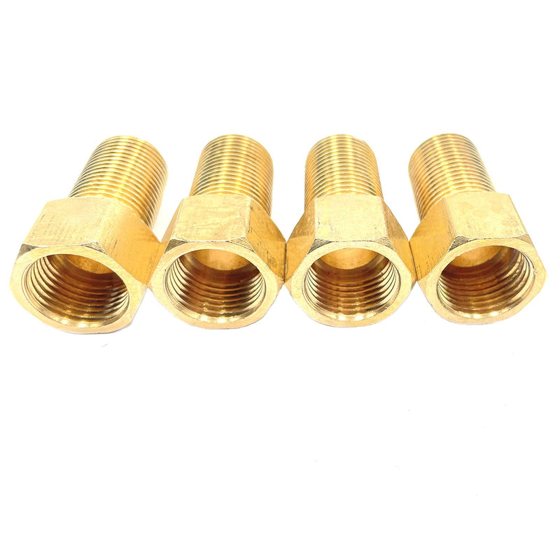 [Australia - AusPower] - 4pcs 1/2" Female to 1/2" Male Pipe Nipple Extension Connector Fitting,Brass Pipe Fitting Reducer Adapter,Hex Bushing Adapter, Solid Brass Length 50mm/1.97" 