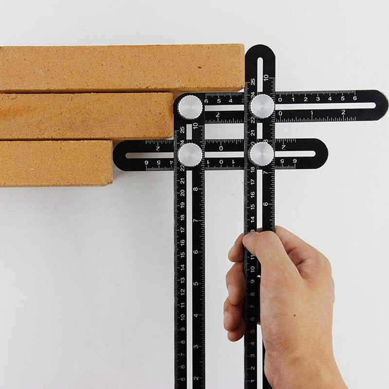 [Australia - AusPower] - Six-Sided Aluminum Alloy Angle Measuring Tool, Angle Ruler Template Template Tool Full Metal Measuring Rules Layout Tool for Handymen Builders DIY Carpenters Craftsmen 