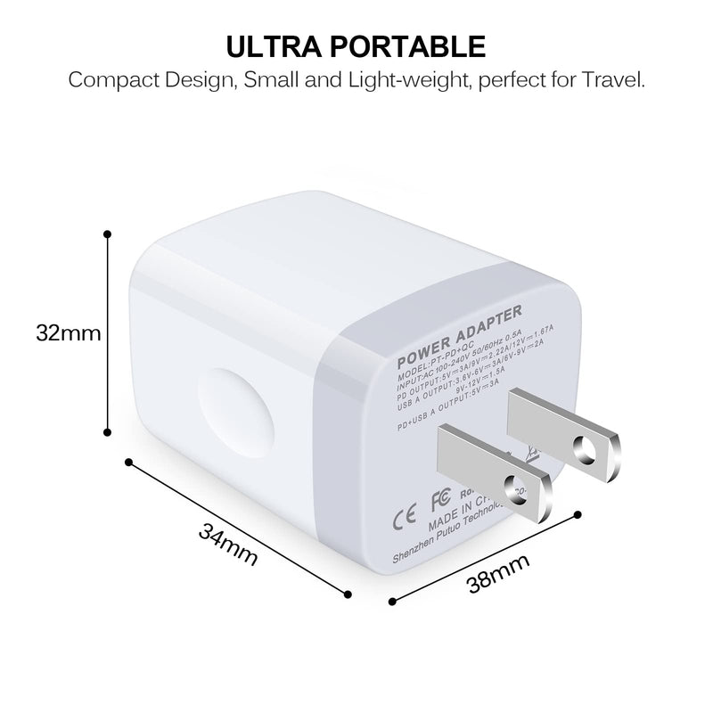 [Australia - AusPower] - Fast Charging,3Pack 20W PD & QC 3.0 Dual Port USB C Wall Charger Plug Power Adapter for iPhone 13/13 Pro Max/12 Mini/12 Pro Max/11/SE/XR,iPad,AirPods Pro,Samsung Galaxy S22 S21,Type C Charging Cube 