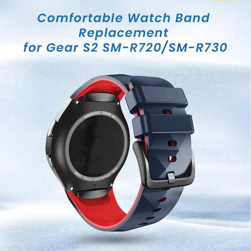 [Australia - AusPower] - ANCOOL Compatible with Gear S2 Band, Soft Silicone Sport Band Replacement for Samsung Gear S2 SM-R720/ SM-R730 Smartwatches (Small, Slate/Red) Small 