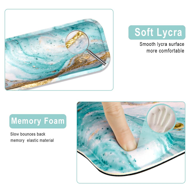 [Australia - AusPower] - Keyboard Wrist Rest Mouse Pad Wrist Support for Computer/Laptop Memory Foam Keyboard Pad Ergonomic Hand Rest Wrist Cushion for Home Office Gaming - Green Marble 