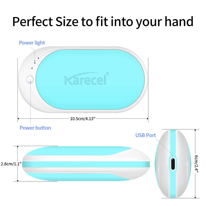 [Australia - AusPower] - Karecel Hand Warmers Rechargeable, USB Hand Warmer Reusable 5200mAh Powerbank Portable Heater Battery Hot Pocket Warmer Electric Handwarmers, Great Gifts for Men and Women in Cold Wether Winter Mint 