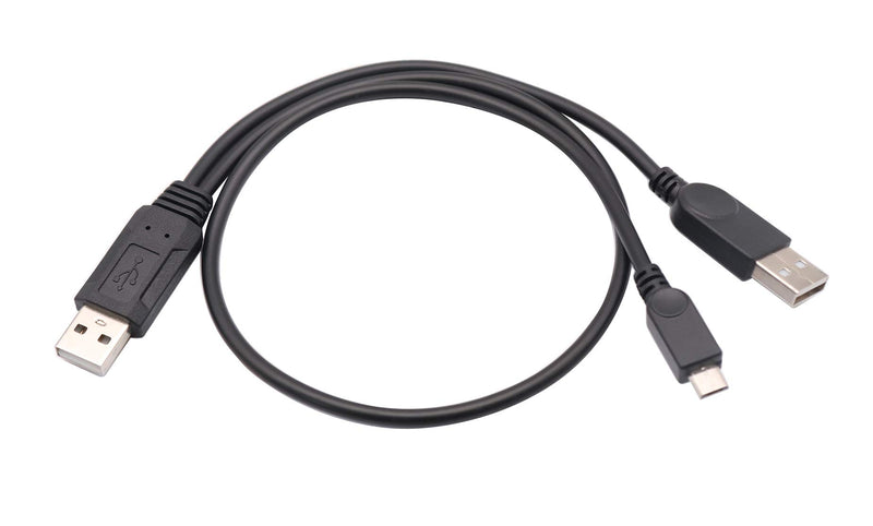 [Australia - AusPower] - zdyCGTime USB 2.0 A Dual Power Micro Cable, USB 2.0 A Male to USB 2.0 A +Micro USB Male Y Adapter Charging Cable for Samsung, HTC, Tablet and More Extension Cable (1.7 ft) 