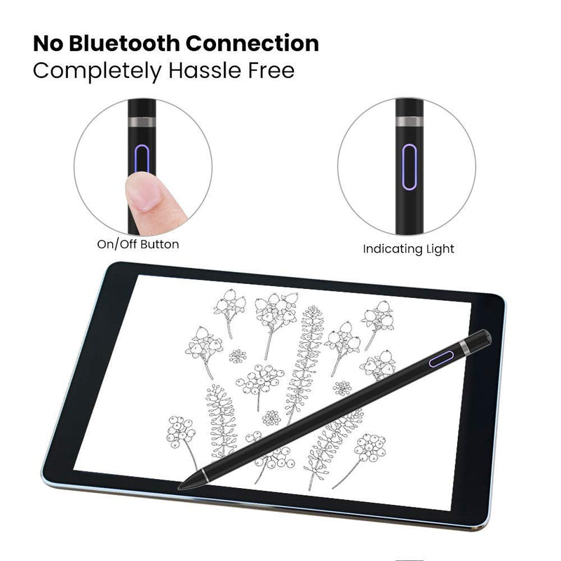 [Australia - AusPower] - Stylus Pencil Compatible for Apple,Active Stylus Pens for Touch Screens,Smart Rechargeable Capacitive 1.5mm Fine Point i-Pad Pen and Most Tablets on Touchscreen Devices (Black) 