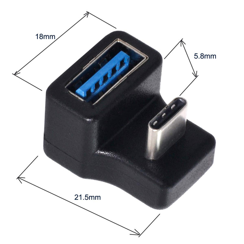 [Australia - AusPower] - Xiwai 180 Degree Up & Down Angled Type-C USB-C OTG to USB 5.0 Female Extension Adapter for Cell Phone & Tablet OTG Adapter Angled 