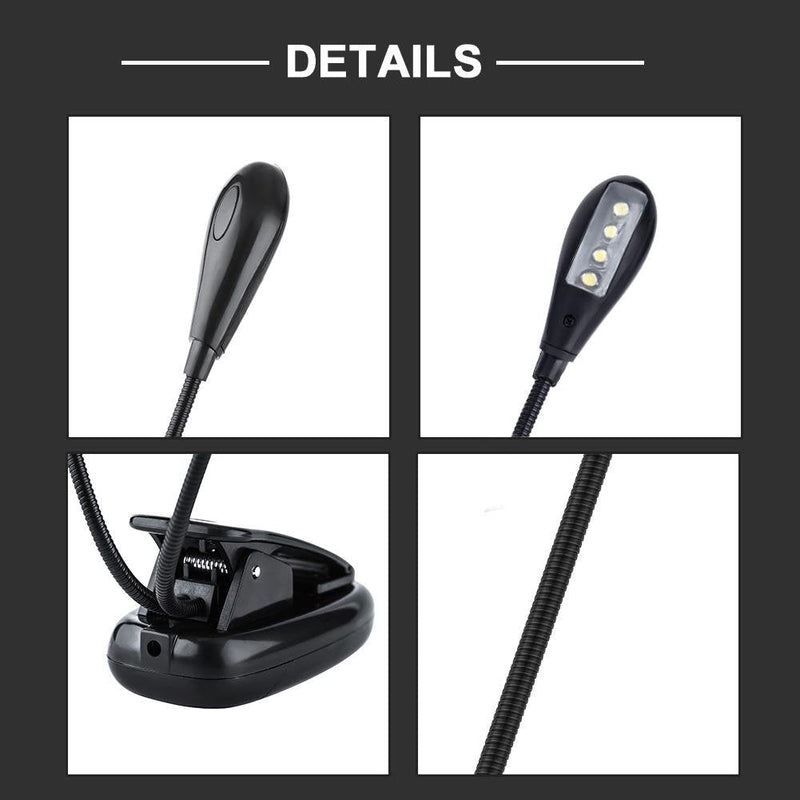 [Australia - AusPower] - Clip on Reading Light, Mini Double Adjustable Arms Light Clip On Music Stand Book Reading LED Lamp Rechargeable Flexible Eye-Care LED Book Light Perfect Replacement for Bookworms(8 Lights) 8 lights 