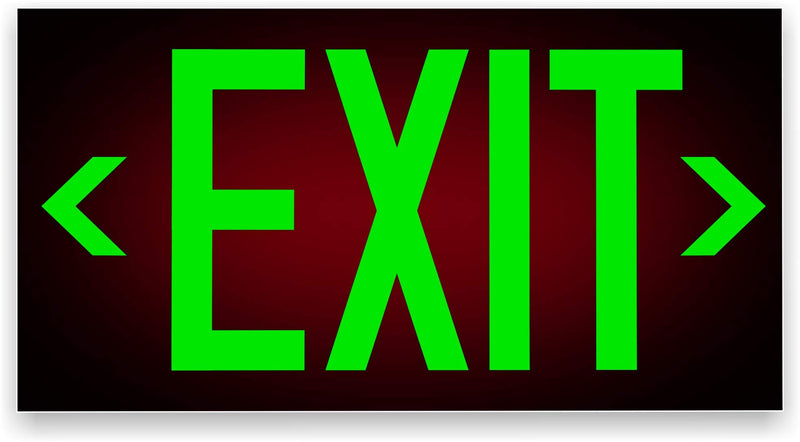 [Australia - AusPower] - Photoluminescent Exit Sign Red W/Holes and Hardware - Aluminum Code Approved UL 924 / IBC/NFPA 101 (Directional Arrows Included) 