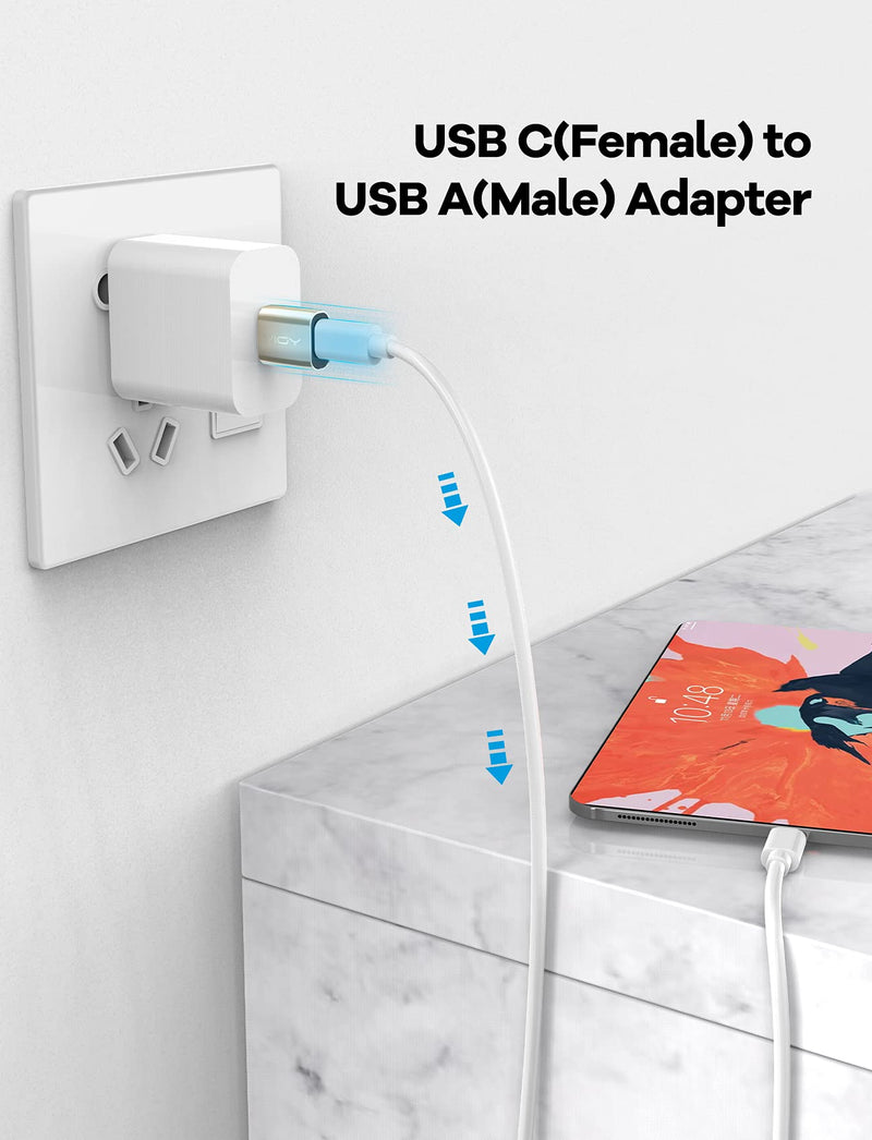 [Australia - AusPower] - UCB C Female to USB 3.0 Male Adapter 2 Pack, VIOY Type C to A Charger Cable Adapter Compatible with iPhone 11 12 Pro Max Mini, Samsung Galaxy S20 etc, Google Pixel 5 4, iPad Air Pro, Champagne 