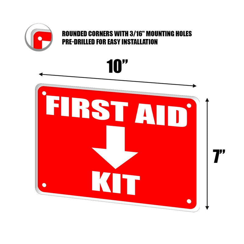 [Australia - AusPower] - First Aid Sign, Durable Plastic Safety Sign, 7 x 10 Inch, Red on White, for Indoor/Outdoor Use 