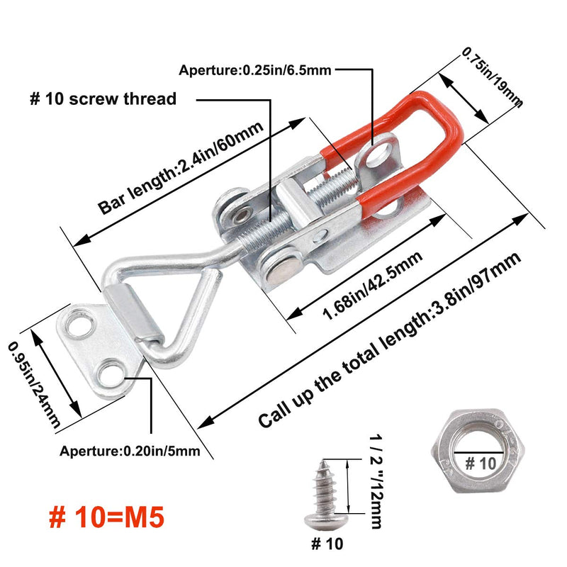 [Australia - AusPower] - smseace 4 Pack Adjustable Toggle Clamp(With Lock Hole), 100Kg 220Lbs Holding Capacity Dedicated Button Clamp 4001, Quick Release Pull Latch?With Stainless Steel Nuts And Screws SJ-4001-SK-4P 4001(With Lock Hole)-4PCS 