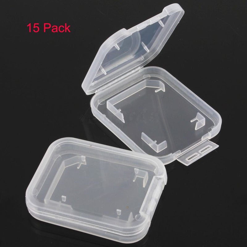 [Australia - AusPower] - NUOMI 15Pcs SD/SDHC Memory Card Case Holder, Standard SD Plastic Storage Boxes, Clear Compact 