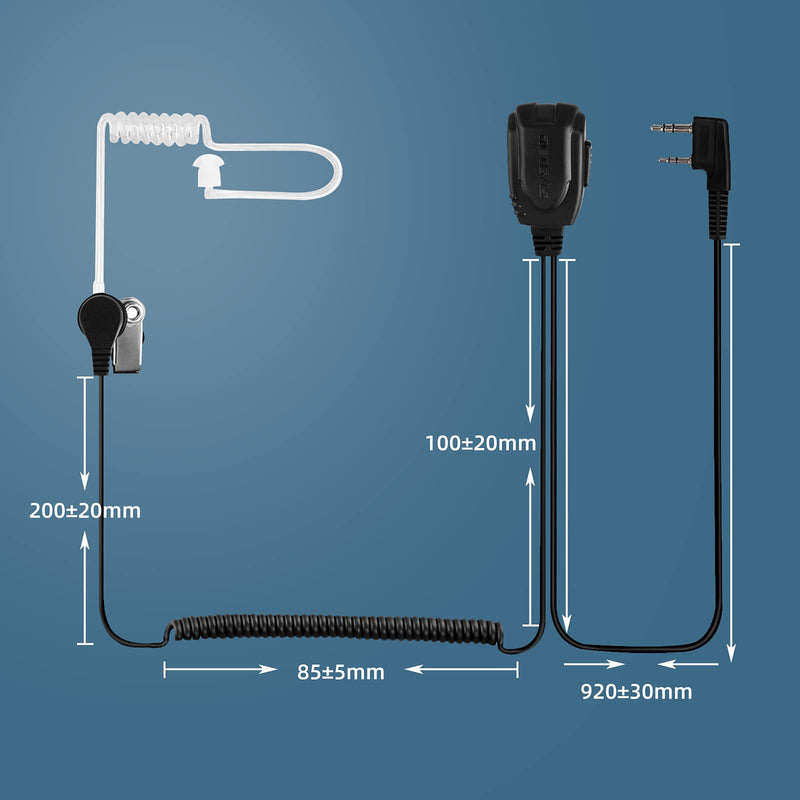 [Australia - AusPower] - Retevis EAK005 Acoustic Tube Walkie Talkie Earpiece with Mic 2 Pin, Compatible with Retevis RT22 RT21 H-777 RT68 RT19 Walkie Talkies, Security 2 Way Radio Headset with PTT(6 Pack) 