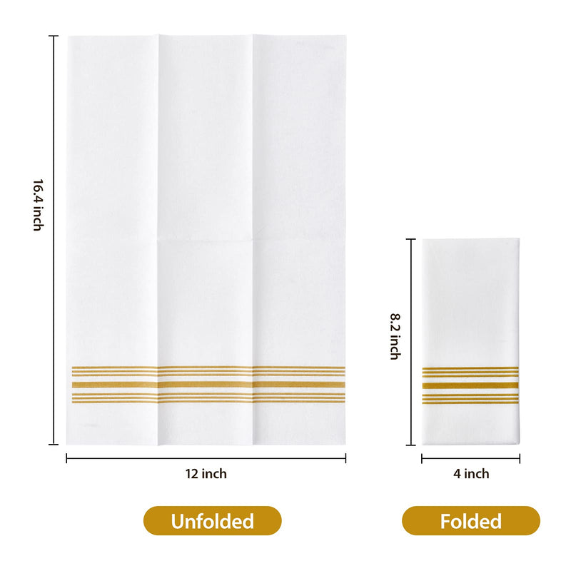 [Australia - AusPower] - 150 PACK Guest Towels Disposable Bathroom, Decorative Bathroom Napkins Linen Feel, Soft, and Absorbent Disposable Paper Hand Towel for Dinners, Kitchen, Parties, Weddings, Christmas Party Gold 