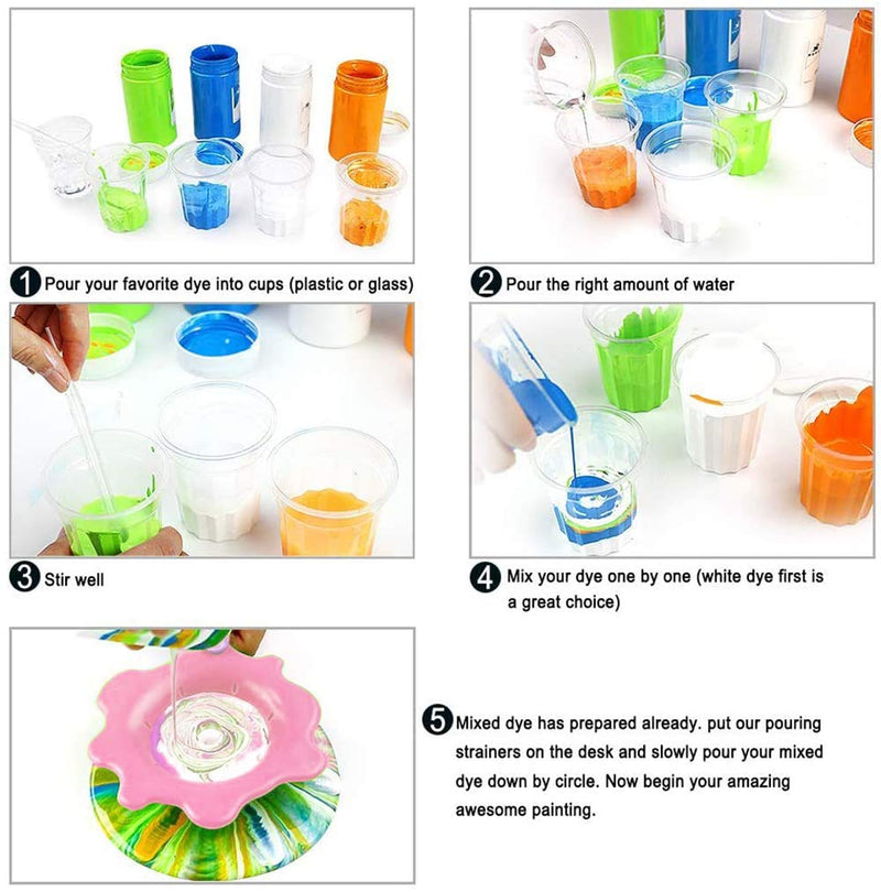 [Australia - AusPower] - BAEONY 9 Pack Acrylic Paint Pouring Strainers, Plastic Silicone Strainer for Pouring Acrylic Paint and Creating Unique Patterns and DIY Painting Tools 