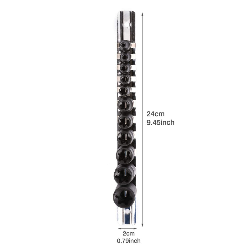 [Australia - AusPower] - CASOMAN 11 PC Female E-TORX Star Socket Set with Rail, Female External Star Socket Set, E4 - E20 Torque Socket Set 