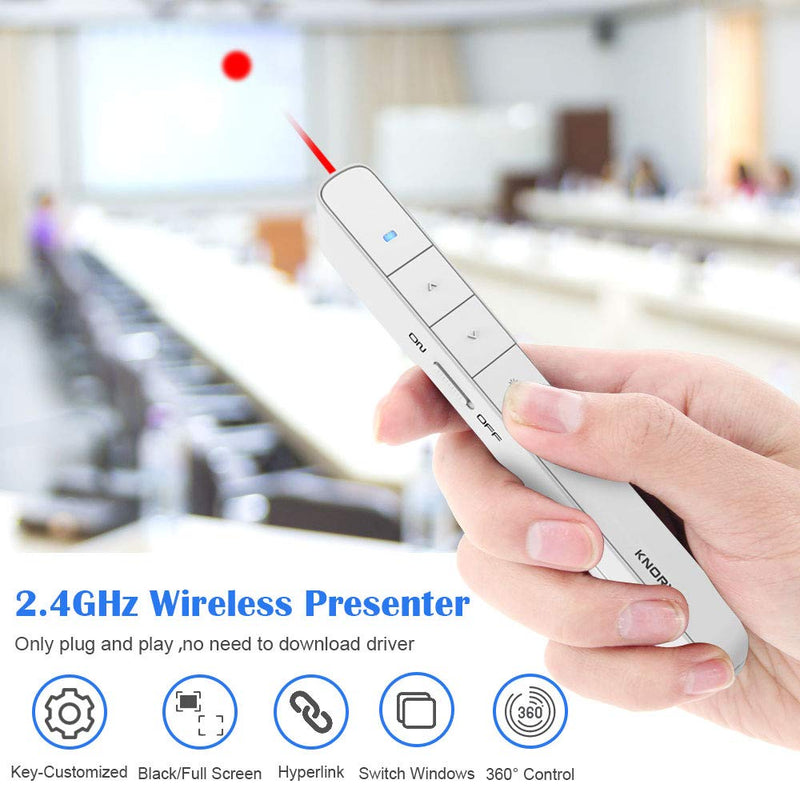 [Australia - AusPower] - Key-Customized Wireless Presenter Remote, NORWII N36 Presentation Pointer Presenter Supports Hyperlink, Media Play/Pause, Previous/Next Track, Volume Mute etc White-N36 