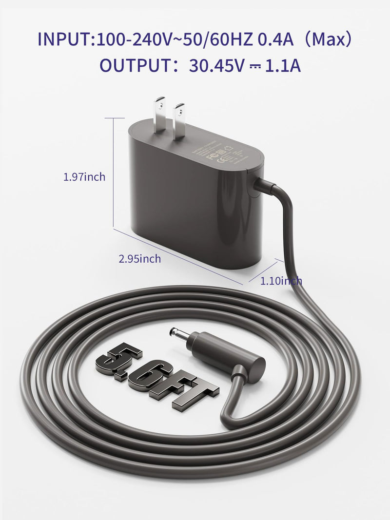 [Australia - AusPower] - Replacement Charger for Dyson V10 V11 V15 V12 SV12 10 15 Cordless Vacuum Cleaner, Absolute Animal Fluffy Motorhead 969350-02 01 03 04 05 217160-02 01 03 969042-01 30.45V Adapter Cleaner Power Supply 