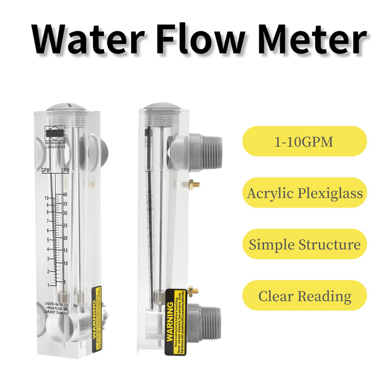 [Australia - AusPower] - Water Flow Meter, 1-10GPM 0.6MPa Knob Panel Type Liquid Flow Meter, ZG1" Acylic Water Liquid Flowmeter for Measuring Rate of Liquid Medium 