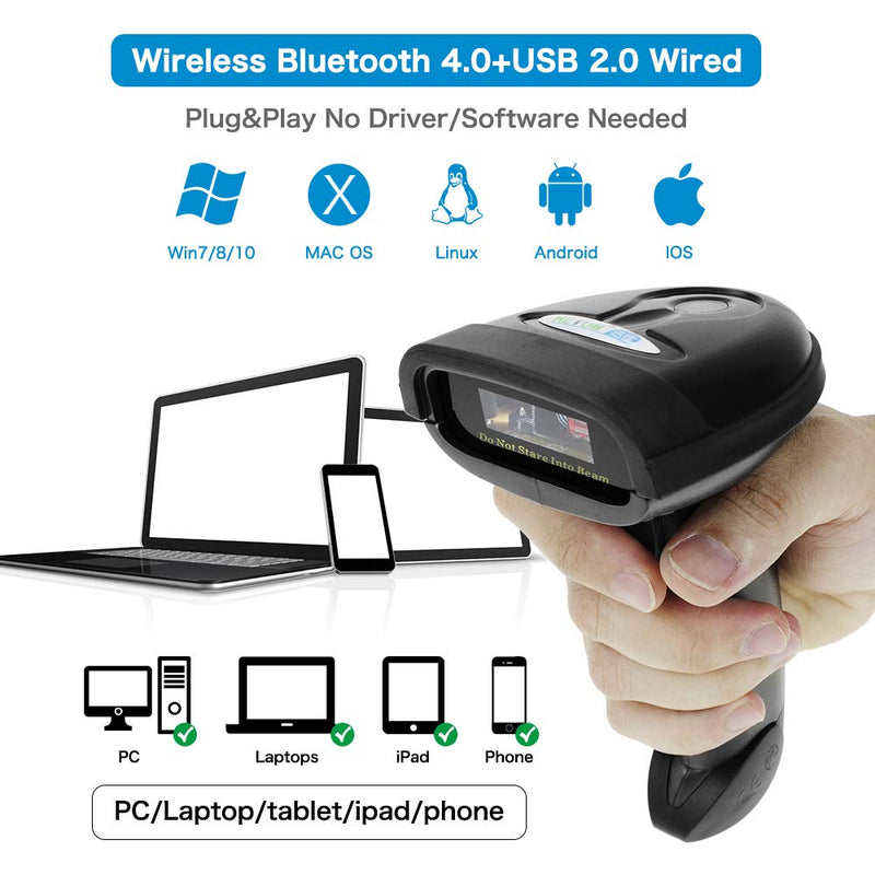 [Australia - AusPower] - NETUM Bluetooth Barcode Scanner, Compatible with 2.4G Wireless & Bluetooth Function & Wired Connection, Connect Smart Phone, Tablet, PC, CCD Bar Code Reader Work with Windows, Mac,Android, iOS 