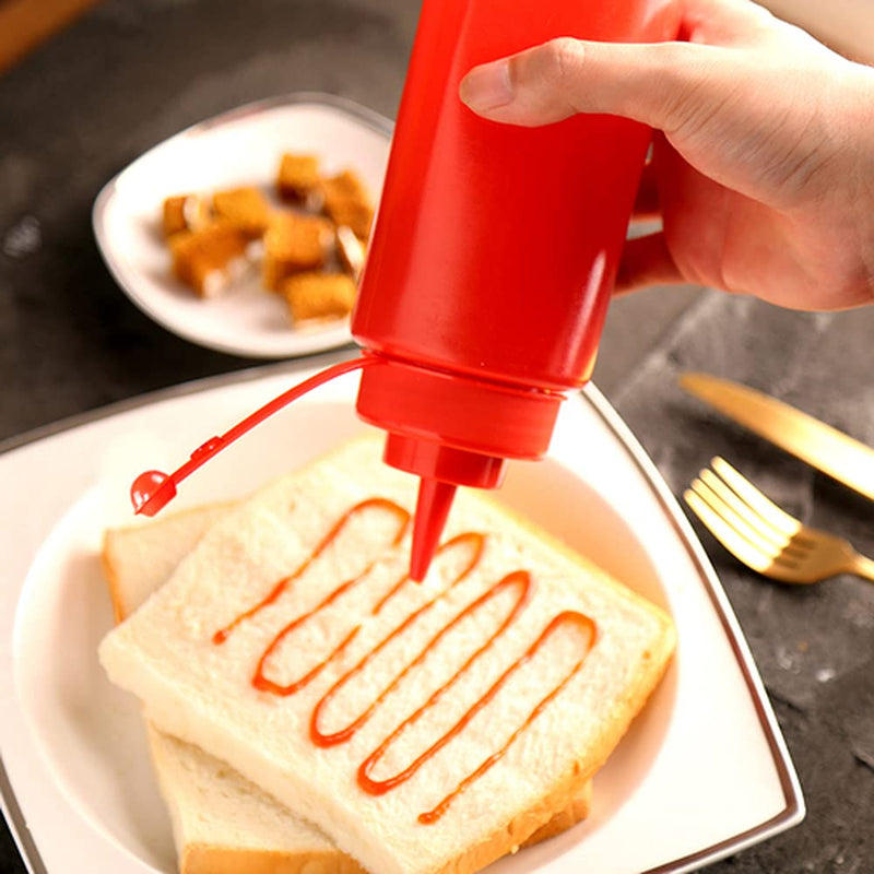 [Australia - AusPower] - Condiment Squeeze Bottles(3Pcs-13.5oz),with Leak-Proof Cap and Scale Line.Plastic Squeeze Squirt Bottles for Sauces, Ketchup,Mustard,Oil, Salad and More. 