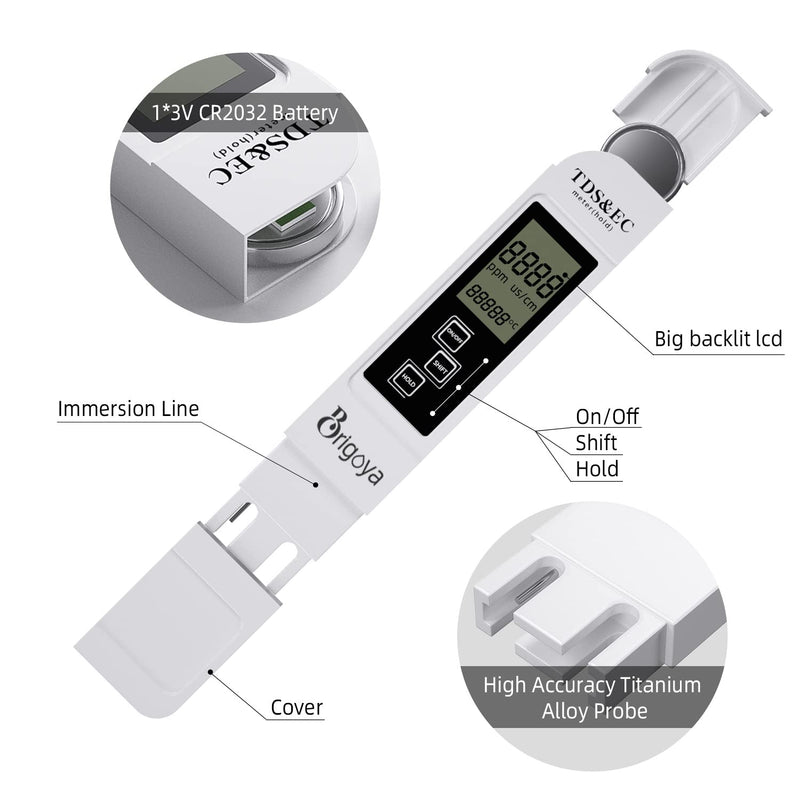 [Australia - AusPower] - TDS Meter Digial Water Tester, 3 in 1 TDS EC Temperature Meter Accurate, 0-9999 ppm Accurate, for Drinking Water, Aquariums, Hydroponics, RO/DI System, Saltwater Tanks 