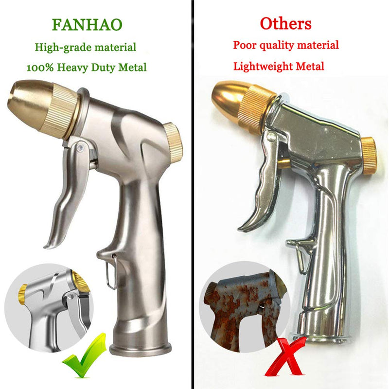 [Australia - AusPower] - FANHAO Upgrade Garden Hose Nozzle Sprayer, 100% Heavy Duty Metal Handheld Water Nozzle High Pressure in 4 Spraying Modes for Hand Watering Plants and Lawn, Car Washing, Patio and Pet 4 Spray Patterns 