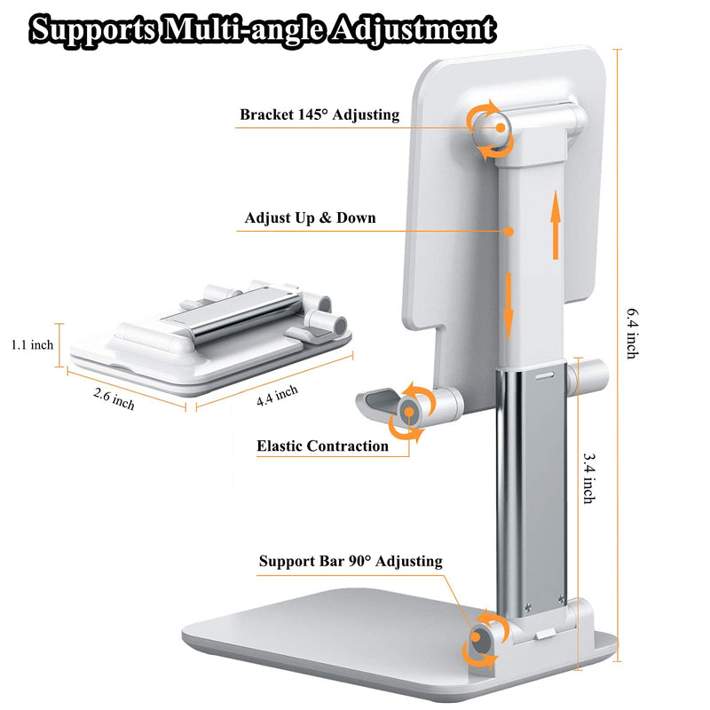 [Australia - AusPower] - 2 Pcs Cell Phone Stand, Adjustable Angle Height Phone Stand for Desk, Fully Foldable/Portable Phone Holder, Compatible for iPhone 12/12 Pro/Pro Max/Smartphones/iPad Mini/Kindle/Tablet Black+White 