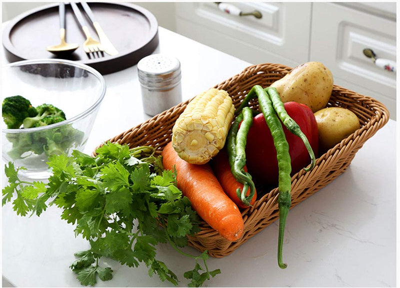 [Australia - AusPower] - 12" Wicker Bread Basket, Woven Tabletop Food Fruit Vegetables Serving, Restaurant Serving Basket (12X8X4 inch) 12X8X4 inch 