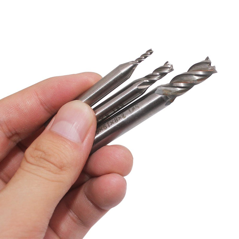 [Australia - AusPower] - 10 pcs 4-Flute End Mill Bits, AFUNTA 0.08" - 0.47" HSS CNC Straight Shank Drill Bits Cutter Tool Set for Wood Aluminum Steel Titanium 