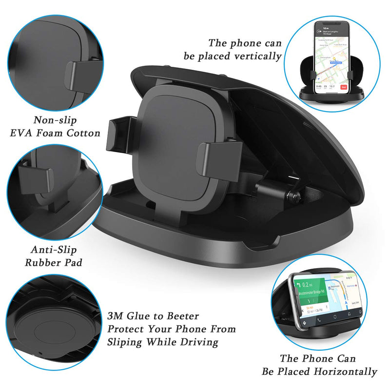 [Australia - AusPower] - Cell Phone Holder for Car, JOYEKY Vertical Horizontal Car Phone Mount with 360° Rotate Dashboard Cradle Compatible iPhone Samsung Galaxy Android Smartphones, GPS Devices Black 