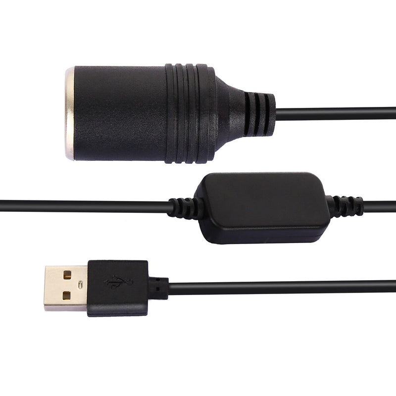 [Australia - AusPower] - Apoi USB A Male to 12V Socket Female Cable Adapter-Black (10.5ft) 10.5ft 