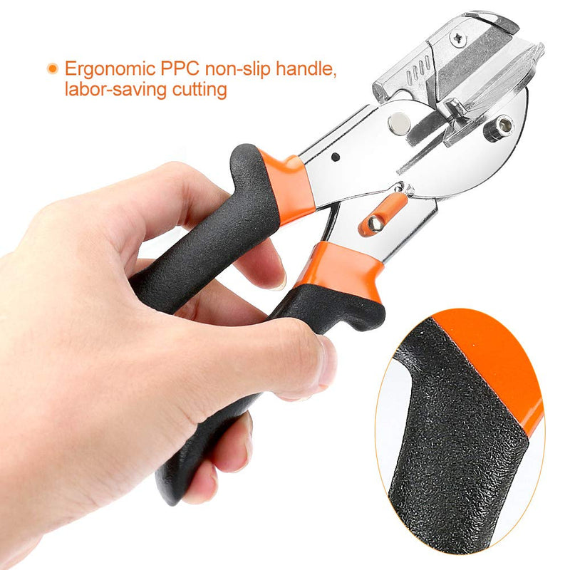 [Australia - AusPower] - Multi Angle Miter Shear Cutter, Jhua 8'' Multifunctional Trunking Shears Hand Tools 45 Degree To 135 Degree Miter Shears Cutting Tool with 10 Spare Blades for Cutting Chamfer, Soft Wood, Plastic, PVC 