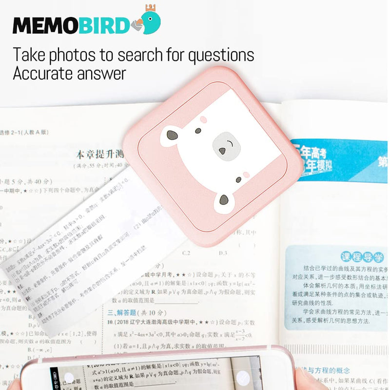 [Australia - AusPower] - TZH Memobird G3 Pocket Mini Printer, Bluetooth Wireless Mini Thermal Printer with Android or iOS APP for Pictures, with 3 Rolls of Thermal Paper,Portable Smart Printer (Pink+3Rolls), standard Pink+3Rolls 