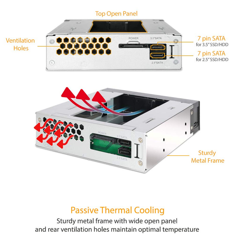 [Australia - AusPower] - ICY DOCK 2.5" & 3.5" SATA HDD/SSD Hot Swap Mobile / Caddy / Docking for External 5.25" Bay | DuoSwap MB971SP-B 