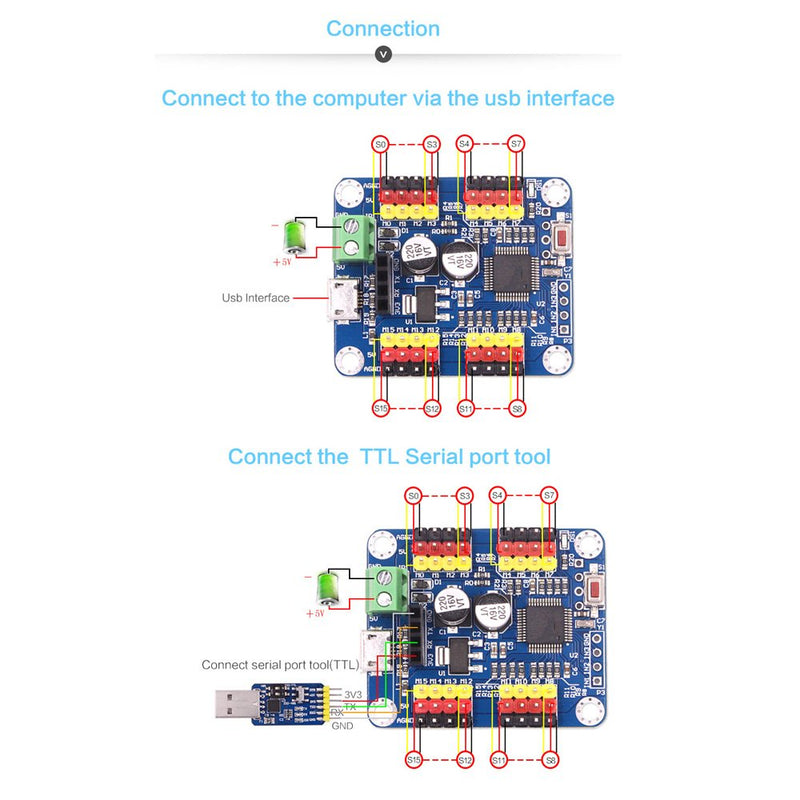 [Australia - AusPower] - WitMotion 16 Channel PWM Servo Motor Driver Controller Board Module PCB Steering Gear for Robot Raspberry Pi DIY Servo Shield Module 