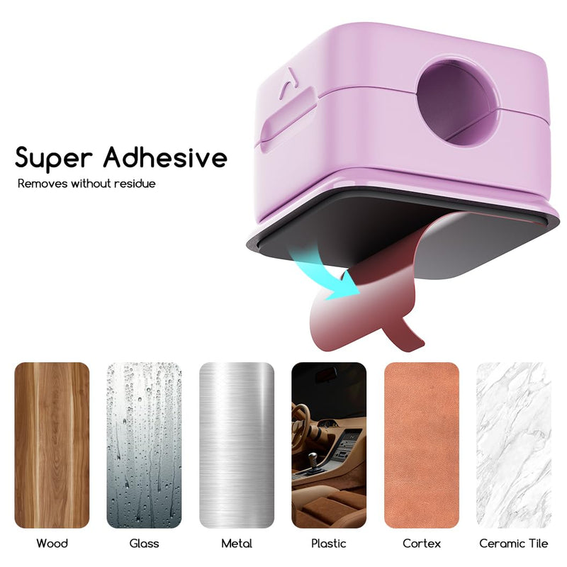 [Australia - AusPower] - smofish Cord Organizer Holder, 6 Pack Magnetic Desk Cable Clips Management, Hide Phone Charging Cable Keeper, Strong Adhesive Wire Charger Holder for Nightstand, Kitchen Appliances, Office Supplies purple 