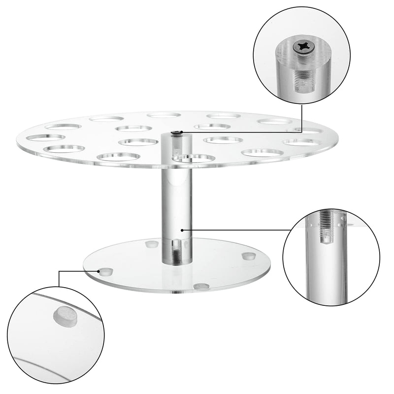 [Australia - AusPower] - Peohud 2 Pack Ice Cream Cone Holder, 16 Holes Acrylic Ice Cream Cone Display Stand, Clear Waffle Hand Roll Sushi Display Rack for Weddings, Birthday Parties, Anniversaries, Round 