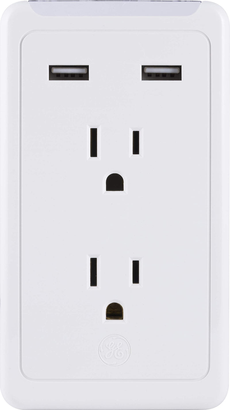 [Australia - AusPower] - GE 2-Outlet 2 USB Port Plug-in Power Adapter, White, 27368 