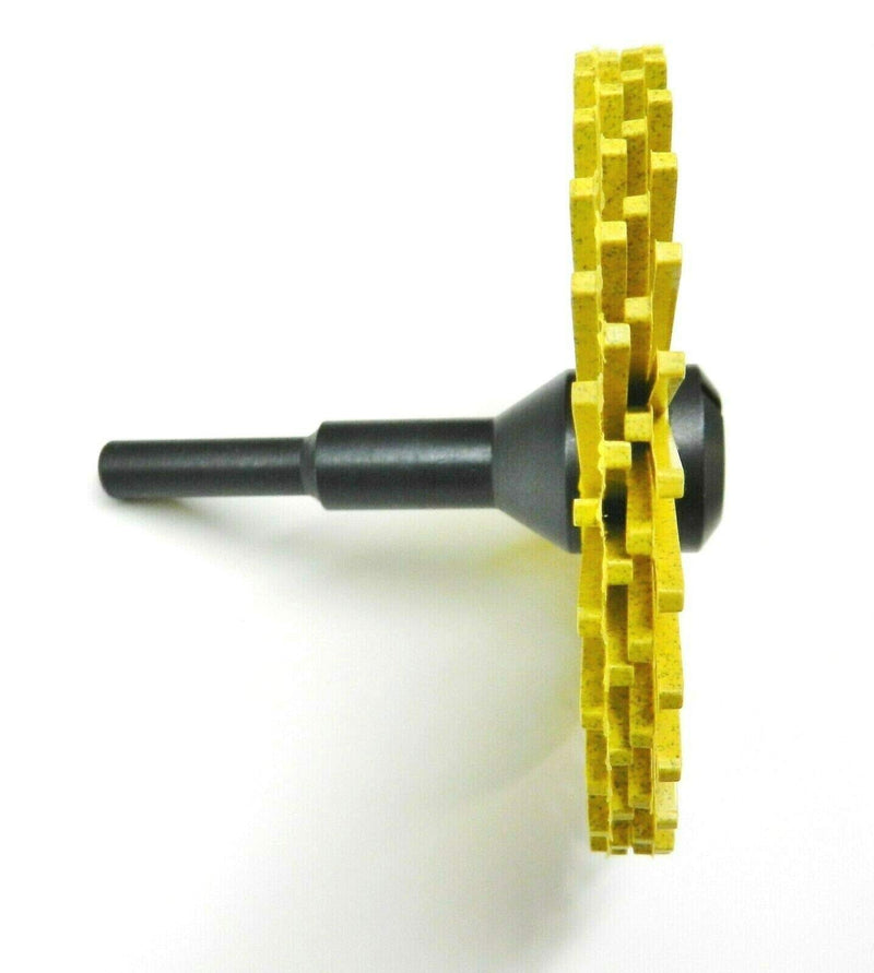 [Australia - AusPower] - Radial Bristle Disc 3" Yellow 80 Grit with 1/4" Mandrel 2 Brushes and Arbor Set by Jets 