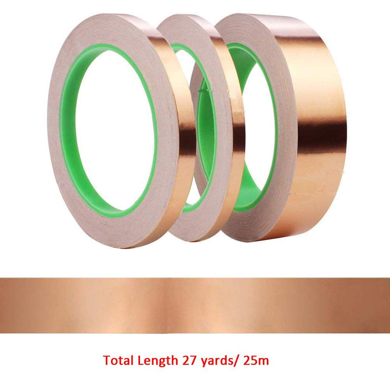 [Australia - AusPower] - Eyech 3 Sizes Copper Foil Tape Conductive Self Adhesive Heat Insulation Copper Tape for EMI Shielding Stained Glass Electrical Repairs Grounding 