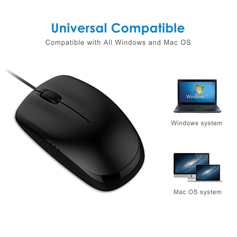 [Australia - AusPower] - JETech 3-Button Wired USB Optical Mouse Mice (Black) - 0776 