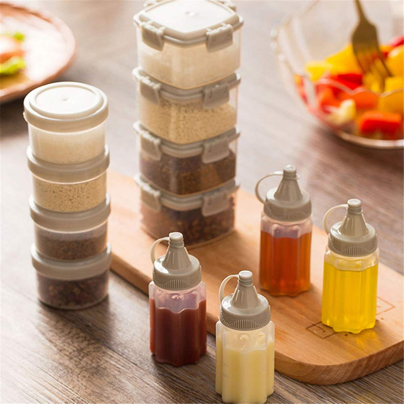 [Australia - AusPower] - 12 Pcs Mini Plastic Sauce Squeeze Bottle Seasoning Box Salad Dressing Containers Outdoor Barbecue Kitchen Accessories (Transparent color) 